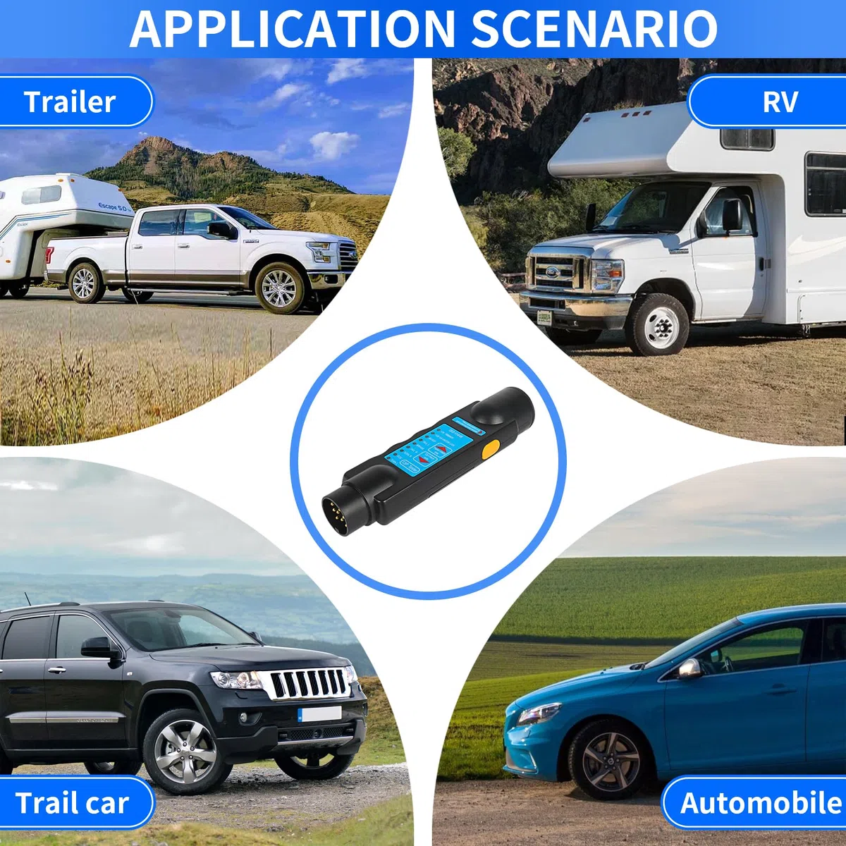 AOHEWEI 13 Pines Luces De Remolque Probador De Enchufe Y Zócalo 12v Herramienta Diagnóstico para Eléctricos Circuitos Cableado Conector Remolcar Coche Caravana