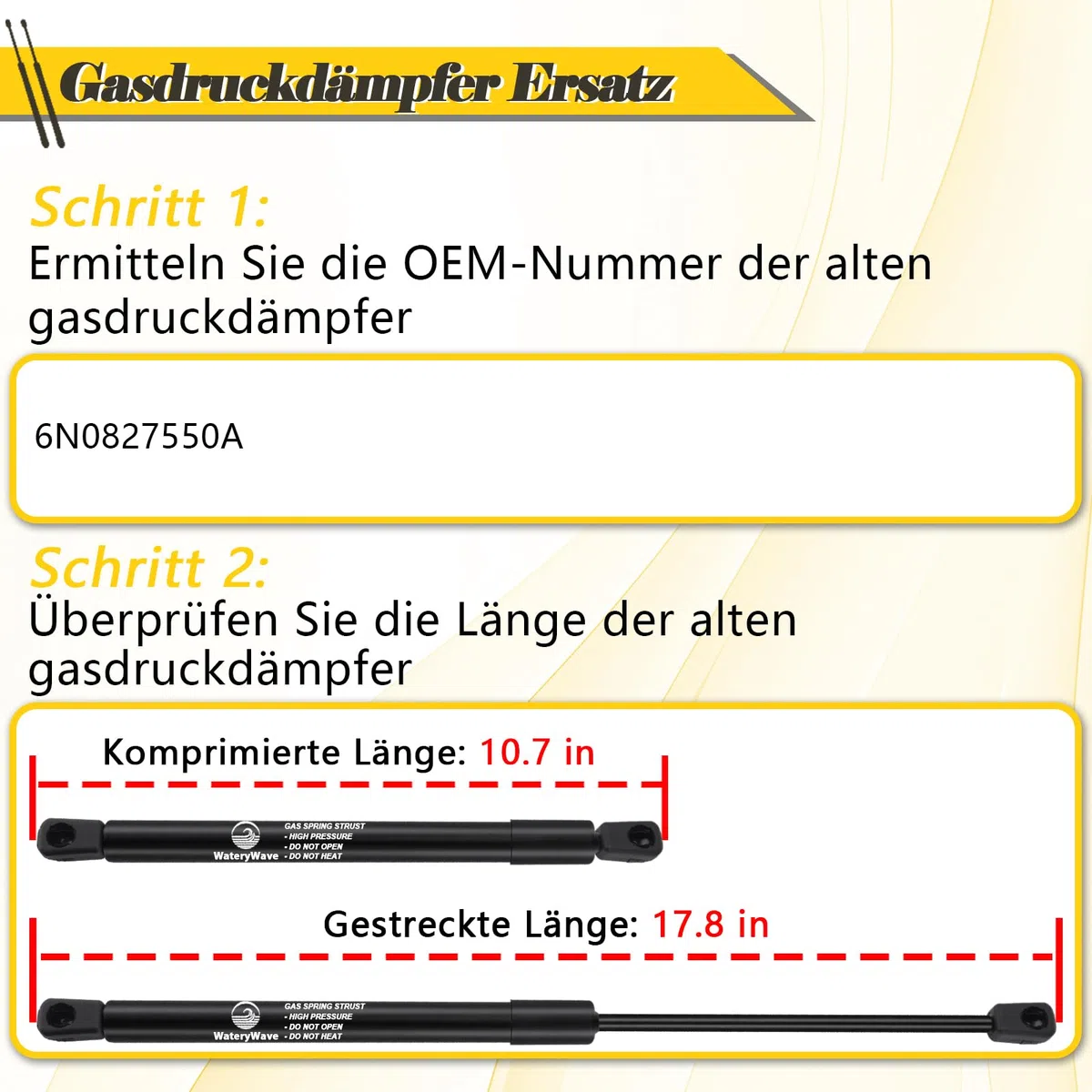 2X Amortiguador Maletero para VW Polo 6N1 6N2 Hatchback 1994-2001; para VW Polo Van Box/Hatchback 6N1 1994-1999 Resorte de Gas para Maletero Amortiguadores Muelle Maletero para #6N0827550A