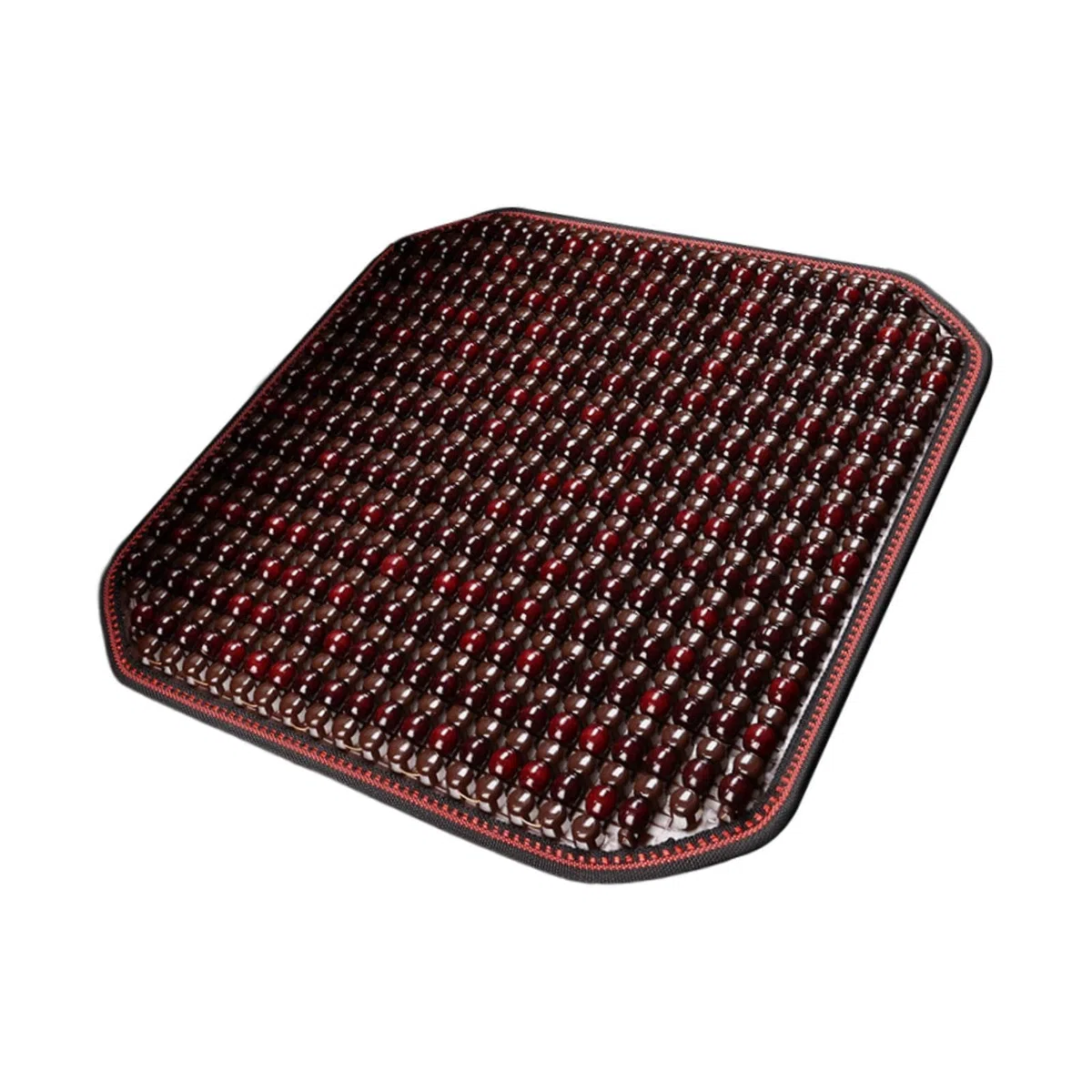 Cojín de Asiento de Madera Cubierta con Bolas Almohadilla para Coche Diseño Ergonómico Transpirable Instalación Práctica Adecuado para Oficina Vehícu, rojo
