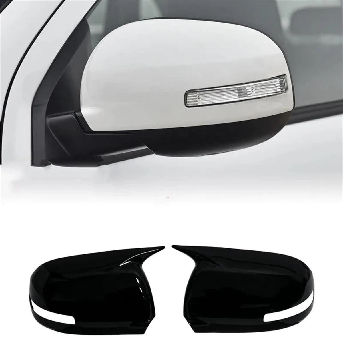 Carcasa De Espejo Retrovisor Lateral Cubierta De Espejo Retrovisor para Mitsubishi para ASX para Outlander (2013-2018), Repuesto De Tapa De Espejo Retrovisor Lateral. Tapa Cubierta(Negro 3)