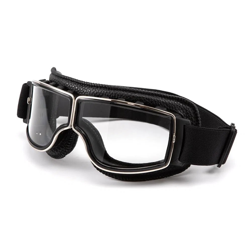 Gafas de moto vintage aviador retro plegables de cuero PU resistentes al viento para hombres y mujeres