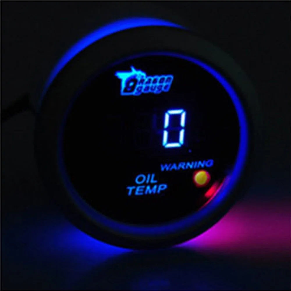 E Support 2" 52mm Medidor LED Azul Digital de Temperatura Calibre Instrumento del Aceite del Motor del Coche