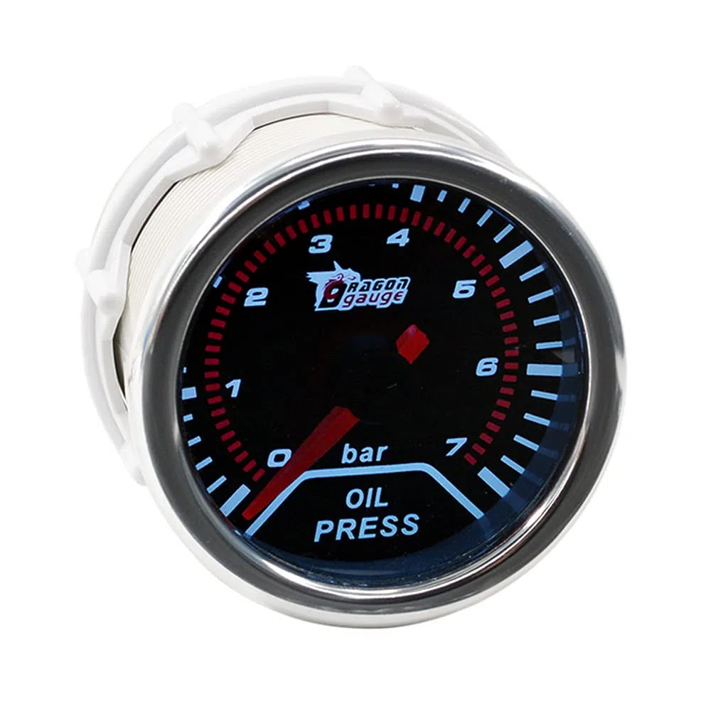 ETOPARS Universal 2" 52mm Manómetro de Prensa de Aceite 0-7 Bar Medidor Presión Aceite Motor Coche Tinte de Humo len Luz Blanca con Sensor