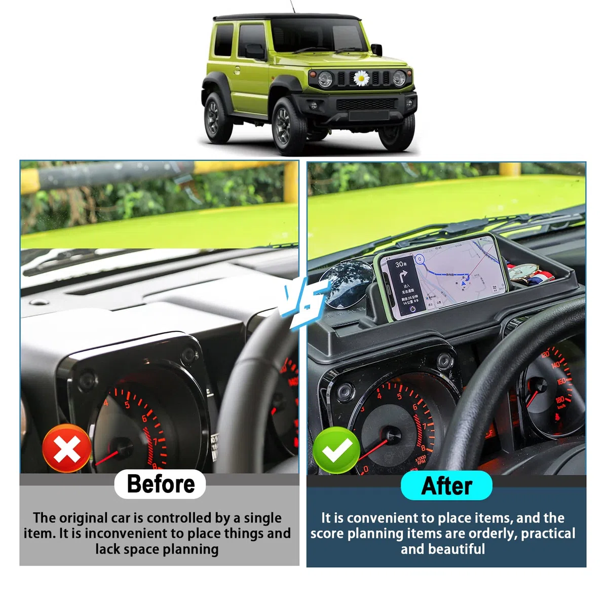RUIYA Compatible con Suzuki Jimny JB64W JB74W 2018-2024 2025 Consola Central Caja de almacenamiento, Jimny Consola Central Organizador Central Bandeja Jimny Accesorios