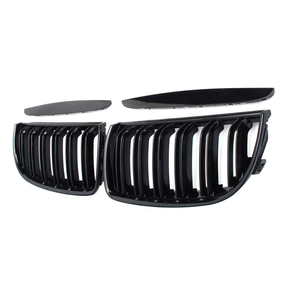 Viviance Par de Parrillas de riñón Deportivas de Doble listón Negro Brillante Compatible con BMW E90 E91 2005-2008