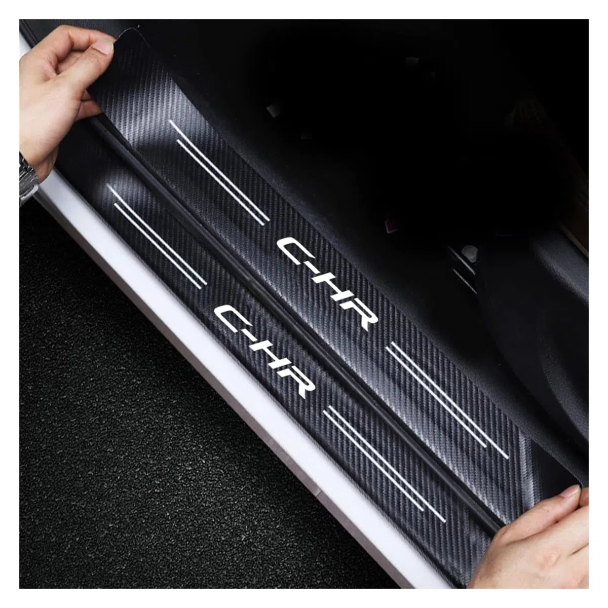 Pegatinas Luminosas para Umbral de Puerta, Pegatinas Protectoras para Parachoques de Maletero, compatibles con Toyota CHR C-HR 2016-2022 (Color: 4pcs Door Sill)