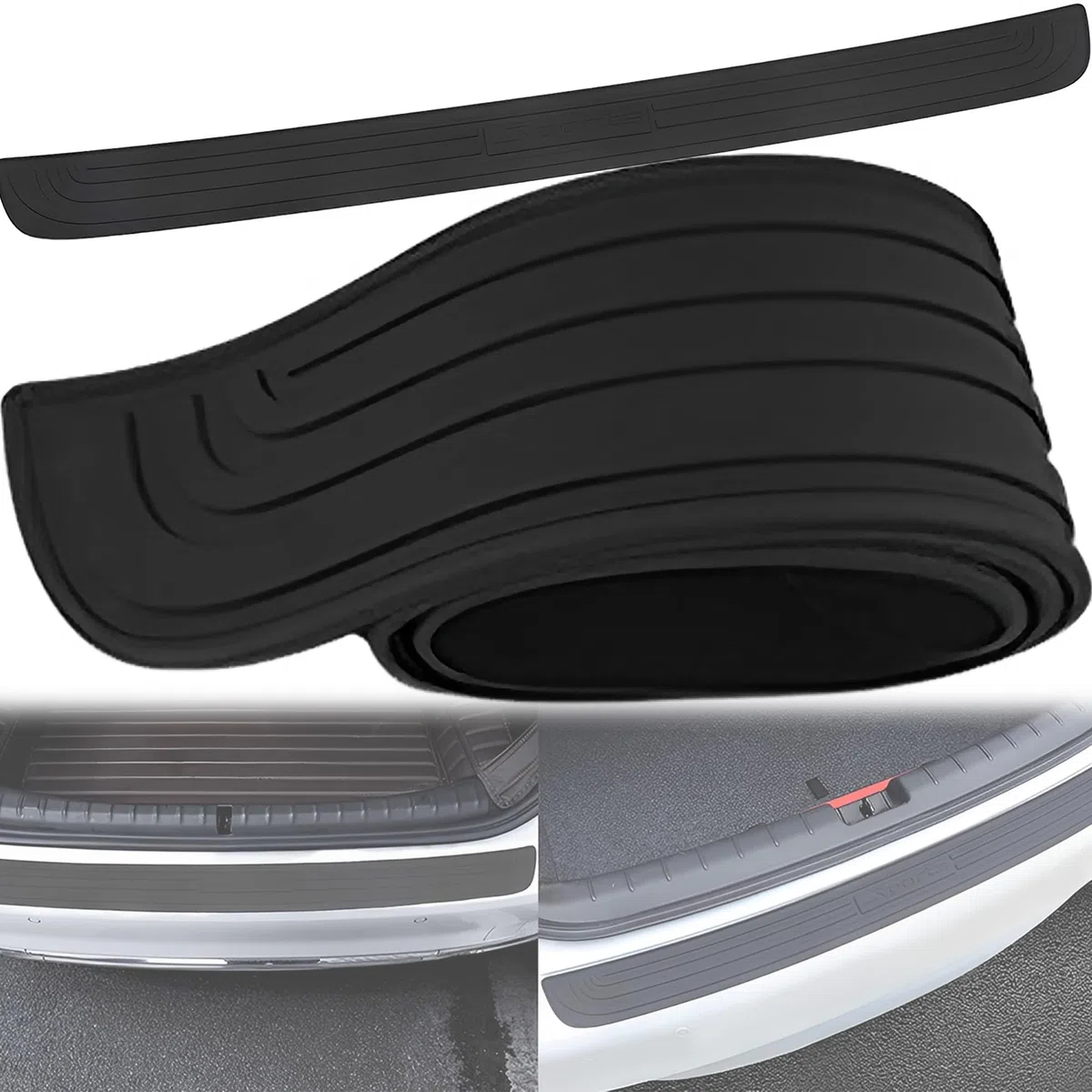 Protector Parachoques Coche, Protector Maletero Coche, 104*9cm, Unión De Pegamento Negro Completo, Silicona Súper Resistente, Barra Antideslizante Del Pedal De La Maleta Trasera Del Automóvil