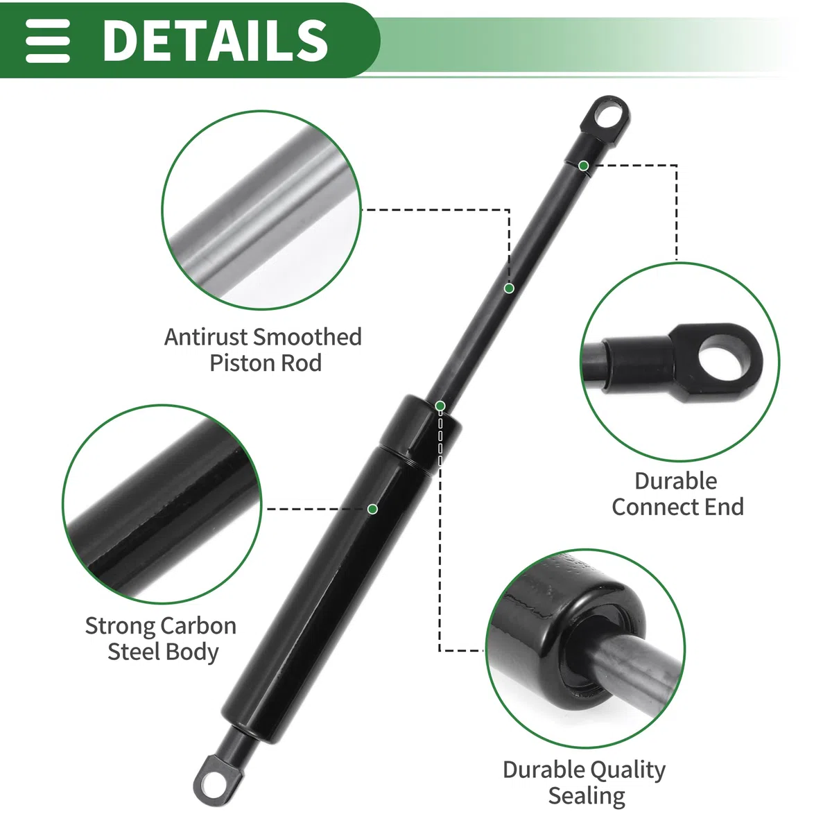 A ABSOPRO Amortiguadores De Gas De 250mm/9.84" 800N Resortes De Acero Al Carbono Negro 2 Pcs Rv Coche Caja De Almacenamiento De Tapa De Caja De Herramientas De Tapa De Puerta De Gabinete