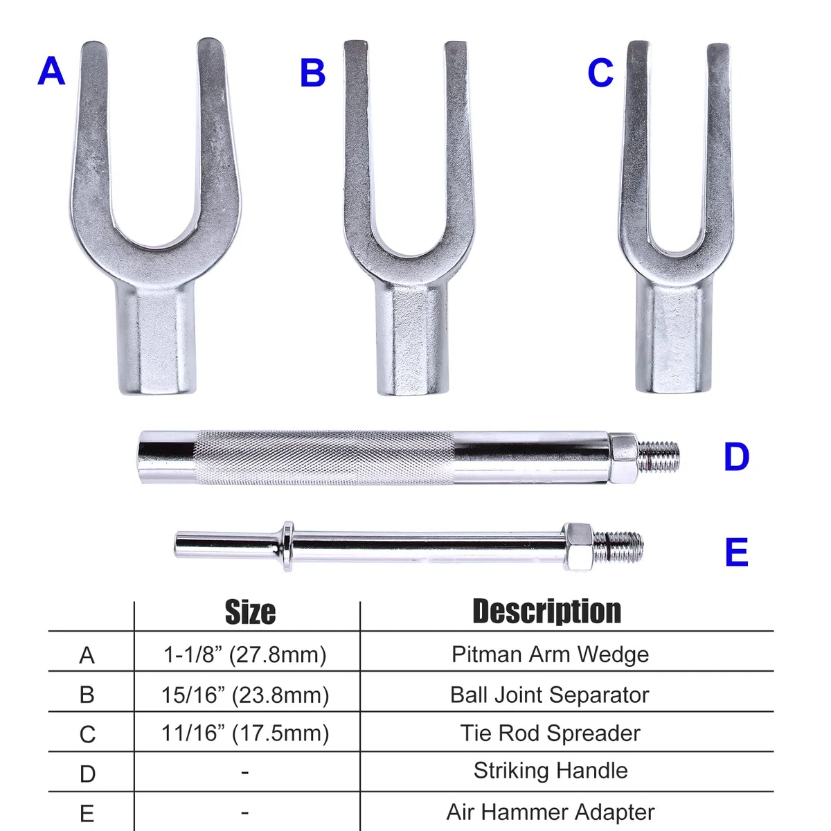 BOOMSTART – Juego de 5 herramientas de articulación esférica para rótulas de dirección, extractor de cabezal de barra de dirección, juego de extractor de articulación esférica y rótula de separación