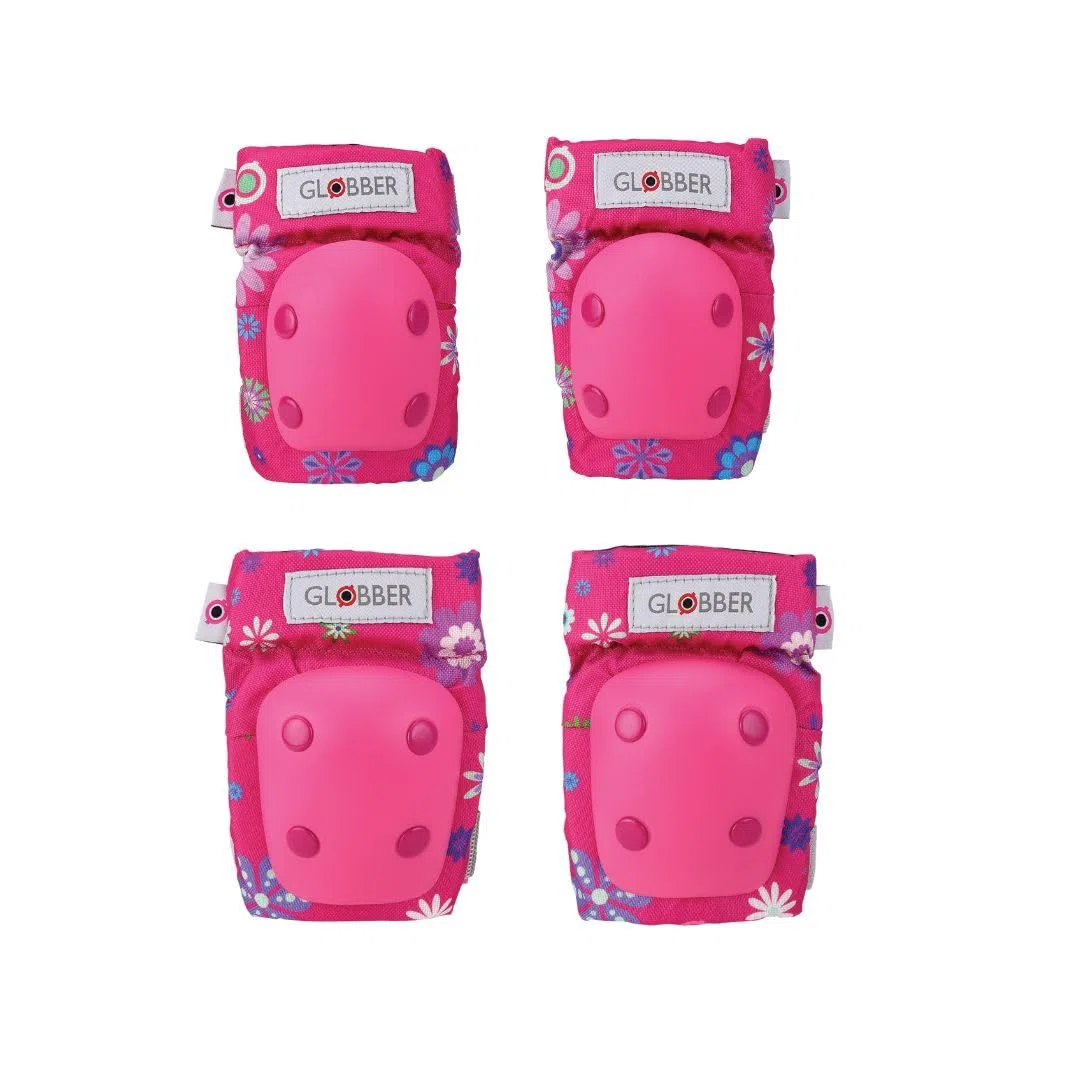 Globber- Kit Protección Junior Flores, Multicolor (529-003)