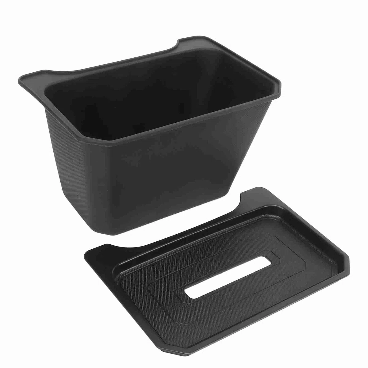 Fockety Caja de Almacenamiento para Tesla Model Y, ABS TPE Organizador Consola Central Trasera con Tapa, Asiento Trasero Segunda Organizador Contenedor de Almacenamiento Basurero (Negro)