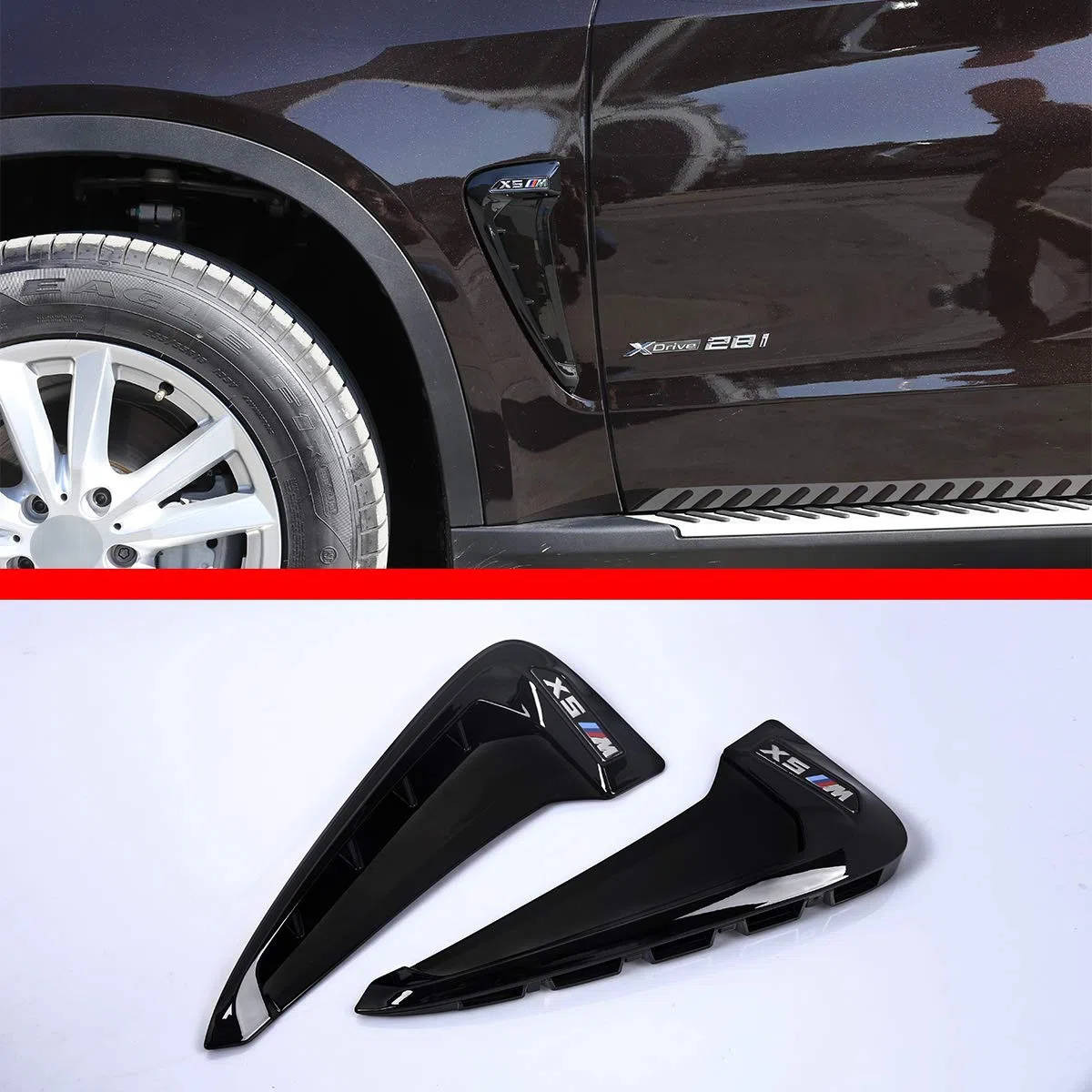 YIWANG ABS Xdrive - Rejilla de ventilación lateral de fibra de carbono para X5 F15 X5M F85 2014-2018 (negro brillante X5M)