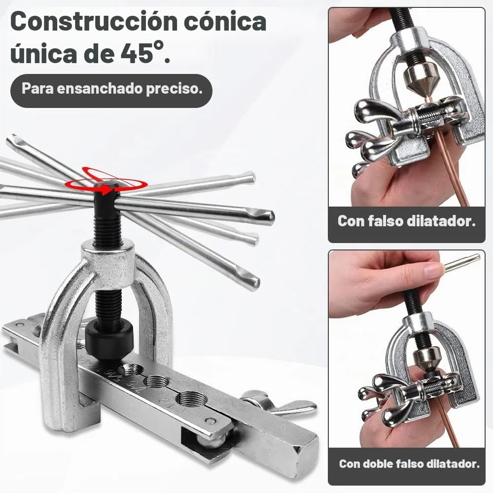 Kit de Abocardador Aire Acondicionado con Cortatubos Cobre, 5-16 mm Herramientas Aire Acondicionado, Kit de Expansor de Tubos Cobre, Expandidor de Tubos para Línea de Freno Doble y Simple