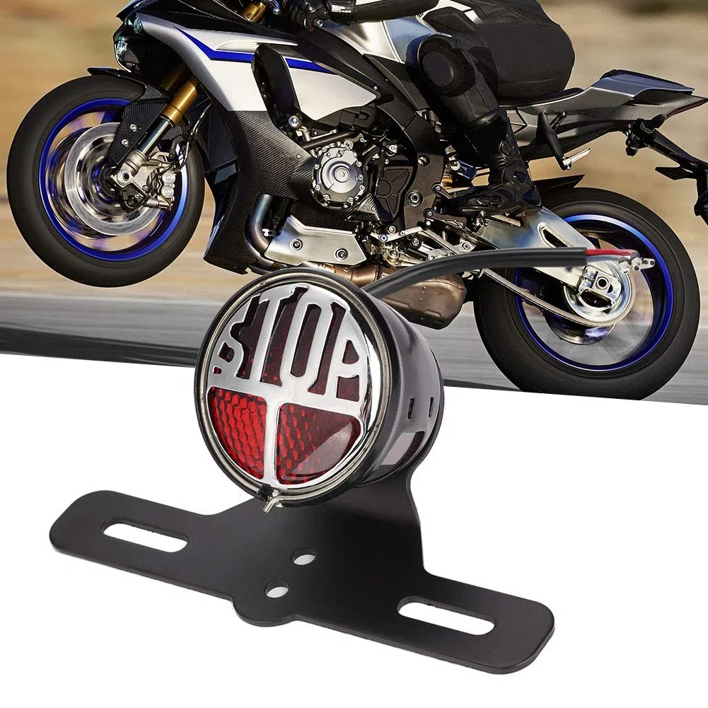 Universal Vintage Motorcycle LED Luz trasera Luz de freno Luz de freno Lámpara con soporte de matrícula