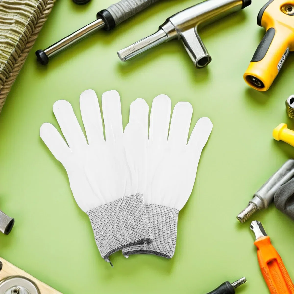 10 Pares de Guantes Antipolvo Reutilizables de Nylon y Fibra para Aplicación de Película en Carrocerías de Vehículos, Uso Diario y Antistáticos