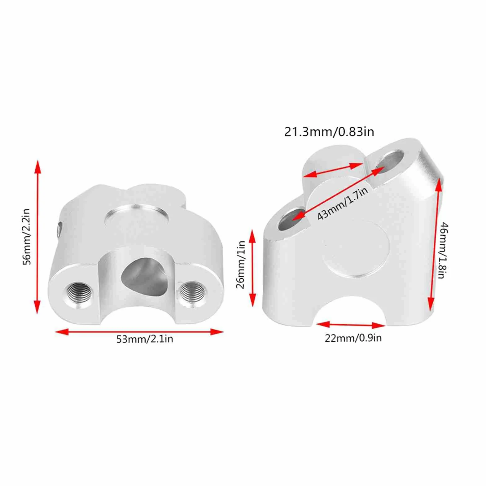 Aramox Elevador de Manillar Universal para Motocicleta, 22 mm, Abrazadera Adaptador de Montaje, Galvanizado