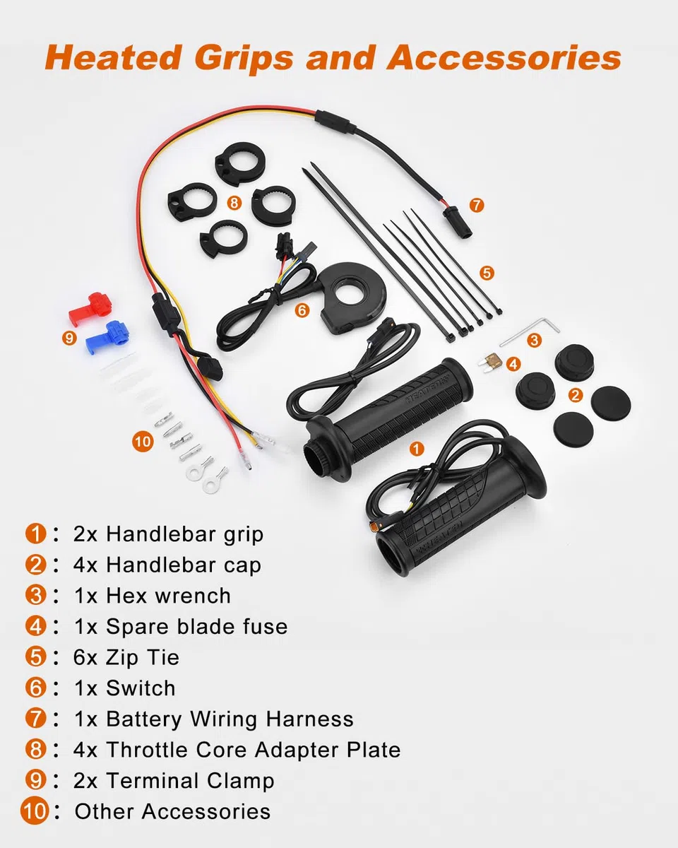Erato Puños Calefactables para Moto y Scooter 22 mm (7/8 Pulgada) 5 ajustes de Temperatura con función Memoria Manillar calefactado Universal 12V, 1 par