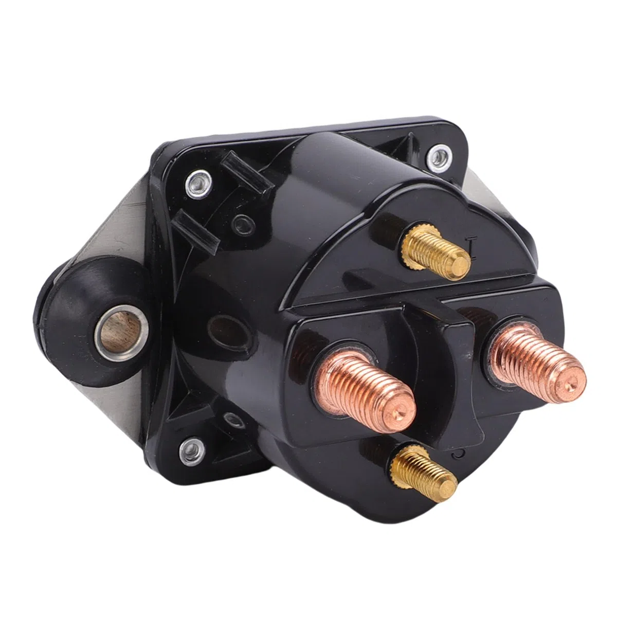 SIXRUN Relé de Solenoide de Arranque, Reemplazo de Motor de Barco de Metal para Fueraborda Force Marine Diseño Negro Duradero, Fácil Instalación con Hardware Completo