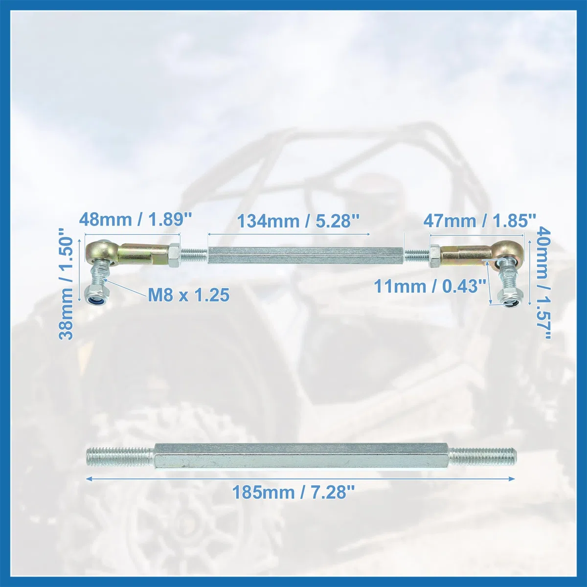 A ABSOPRO 2uds M8 Dirección Barra para 50cc 70cc 90cc 110cc 125cc ATV 185 mm Reemplazo de artículo