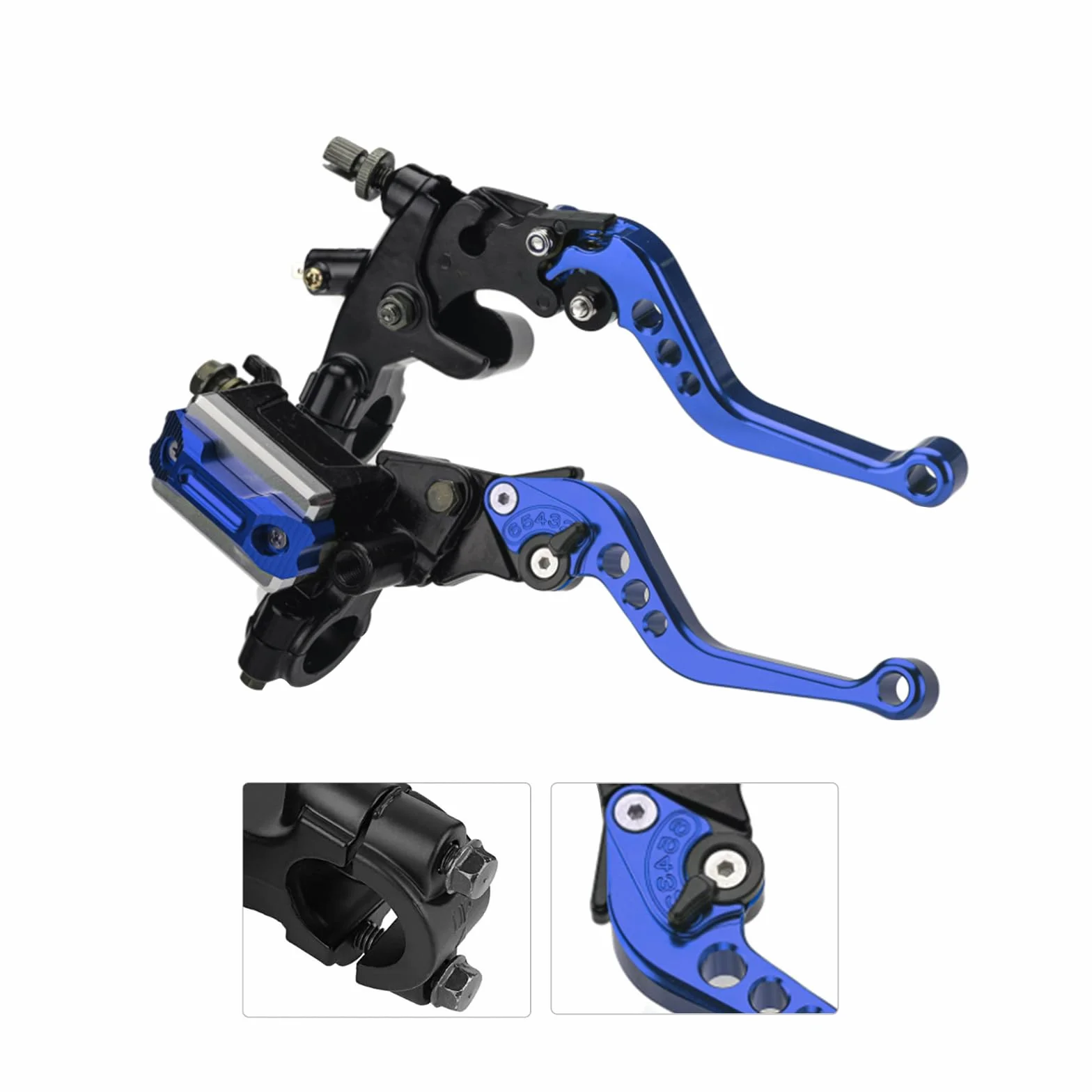 Kit Palanca Embrague Palanca Freno Motocicleta 7/8"Universal, Palancas Depósito del Cilindro Maestro Embrague Freno, Juego Palanca Embrague Manija Bomba Superior Freno Hidráulicamente Ajustable(Negro)