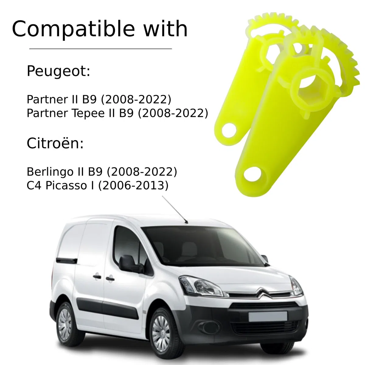 Twowinds - Palanca Climatizador 6447.XA Compatible con Peugeot Partner (2008-2022) Citroën C4 Picasso (2006-2013) Berlingo 2 - Engranaje Ventilador - Regulador Aire Acondicionado (color puede variar)