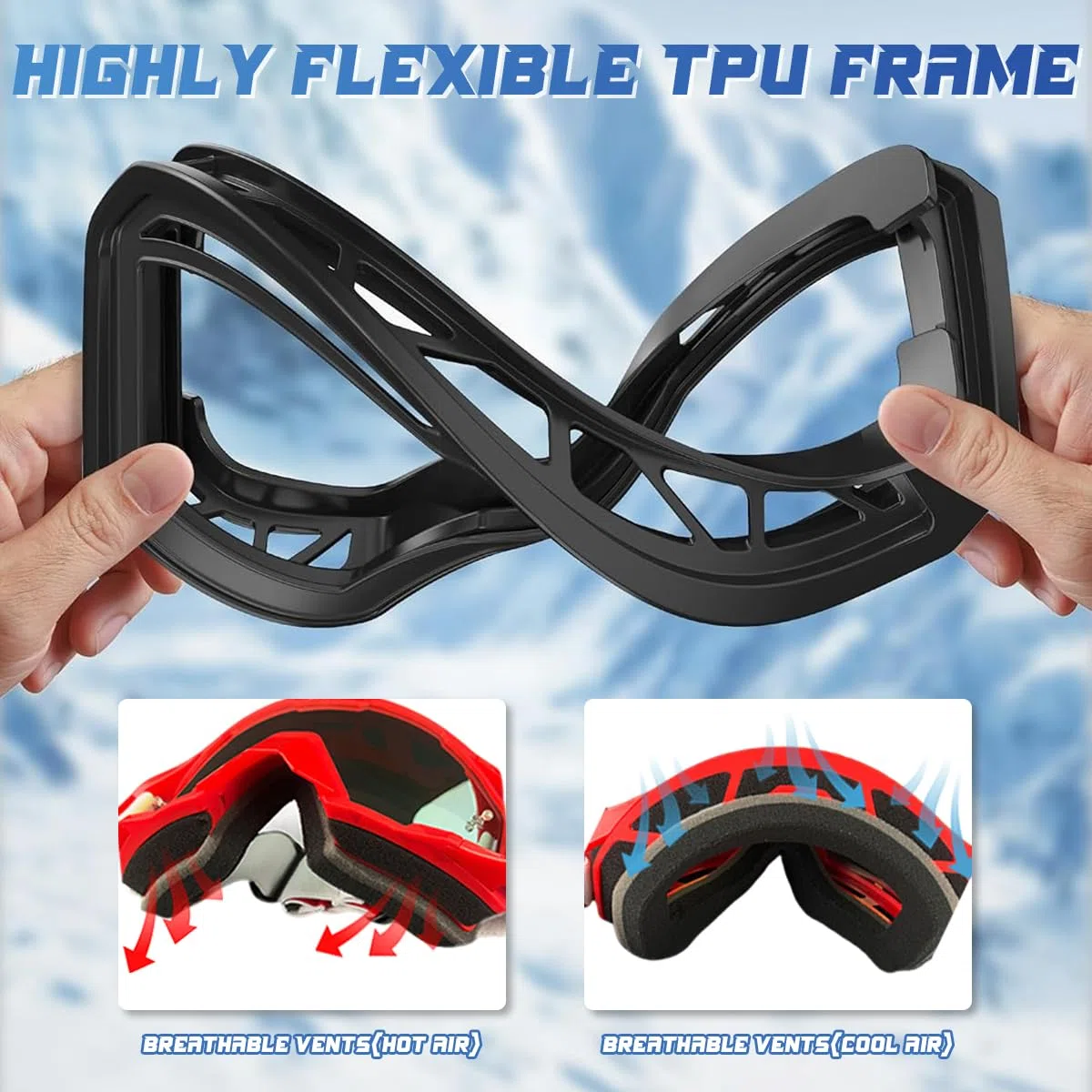 Gafas Motocross Protección UV,Gafas Moto Hombre Mujer con Protección Nasal para Ciclismo,Montañismo,Escalada,Esquí