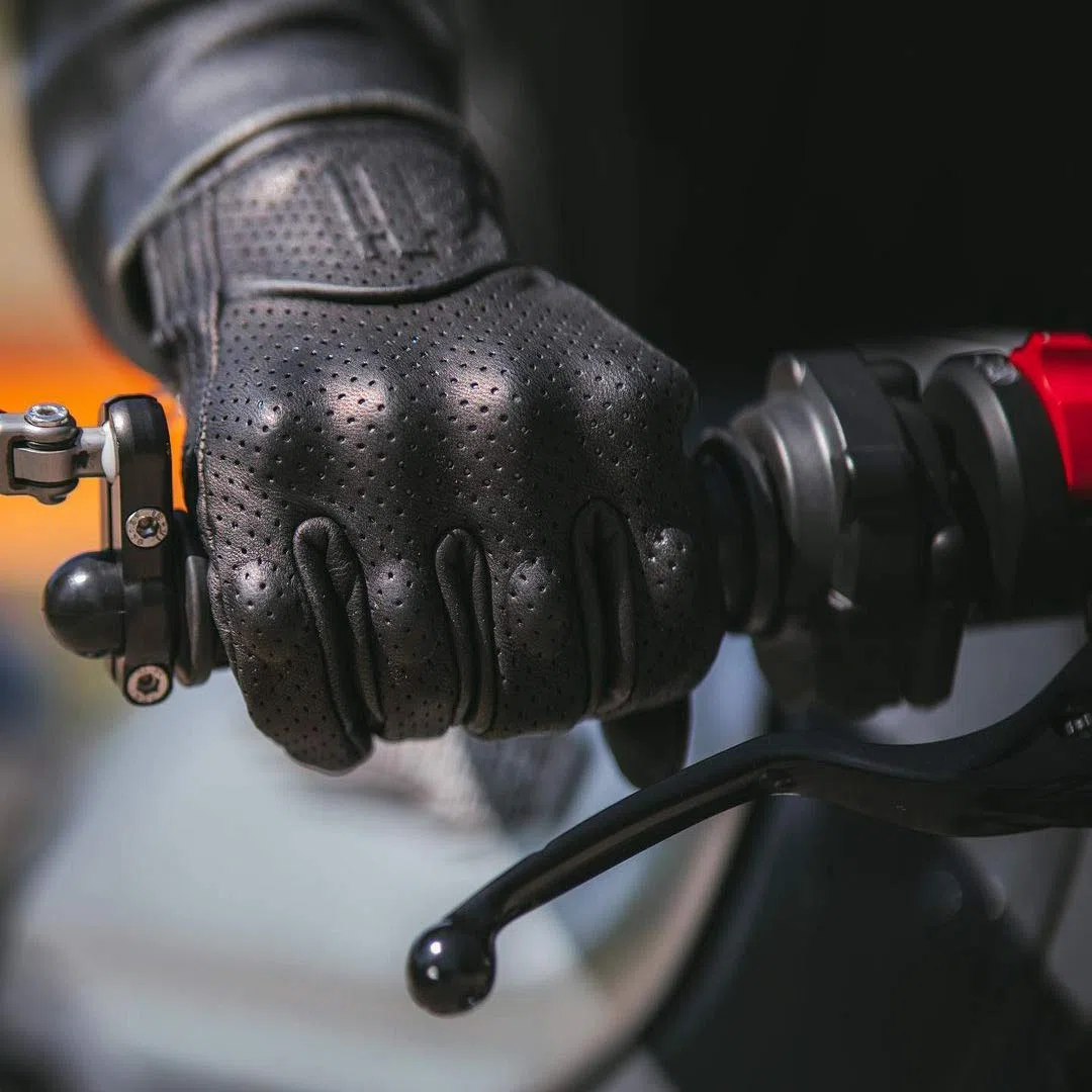 Harssidanzar Guantes de Moto de Cuero con Pantalla táctil de Piel de Cabra de Dedo Completo para Hombre GM028E