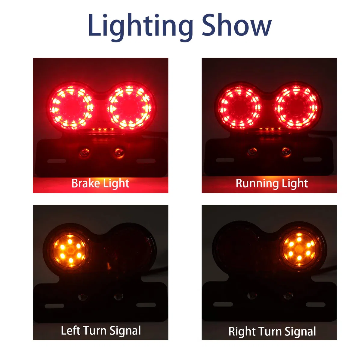 JMTBNO Luz Trasera Moto LED Homologados Intermitentes Integración Luz de Freno Señal de Giro Luz de Conducción con Soporte de Matrícula Universal 12V por Cruiser Bobber Chopper Cafe Racer