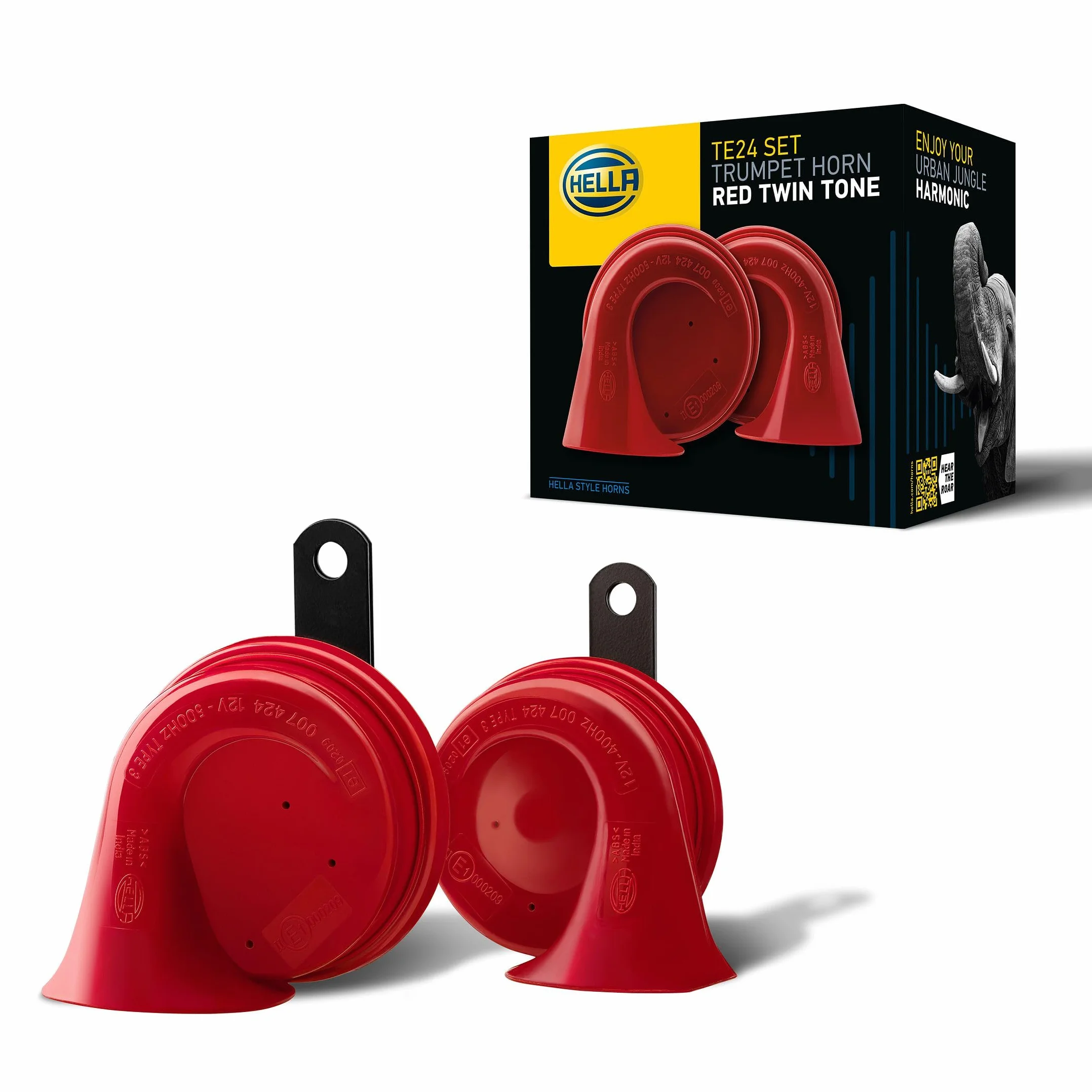 HELLA Bocina STYLE HORN TE24 SET 12V 110dB (A) Gama de frecuencia de 400Hz gama de frecuencia hasta 500Hz sonido grave/sonido agudo eléctrico Conexión 3FH 007 424-811
