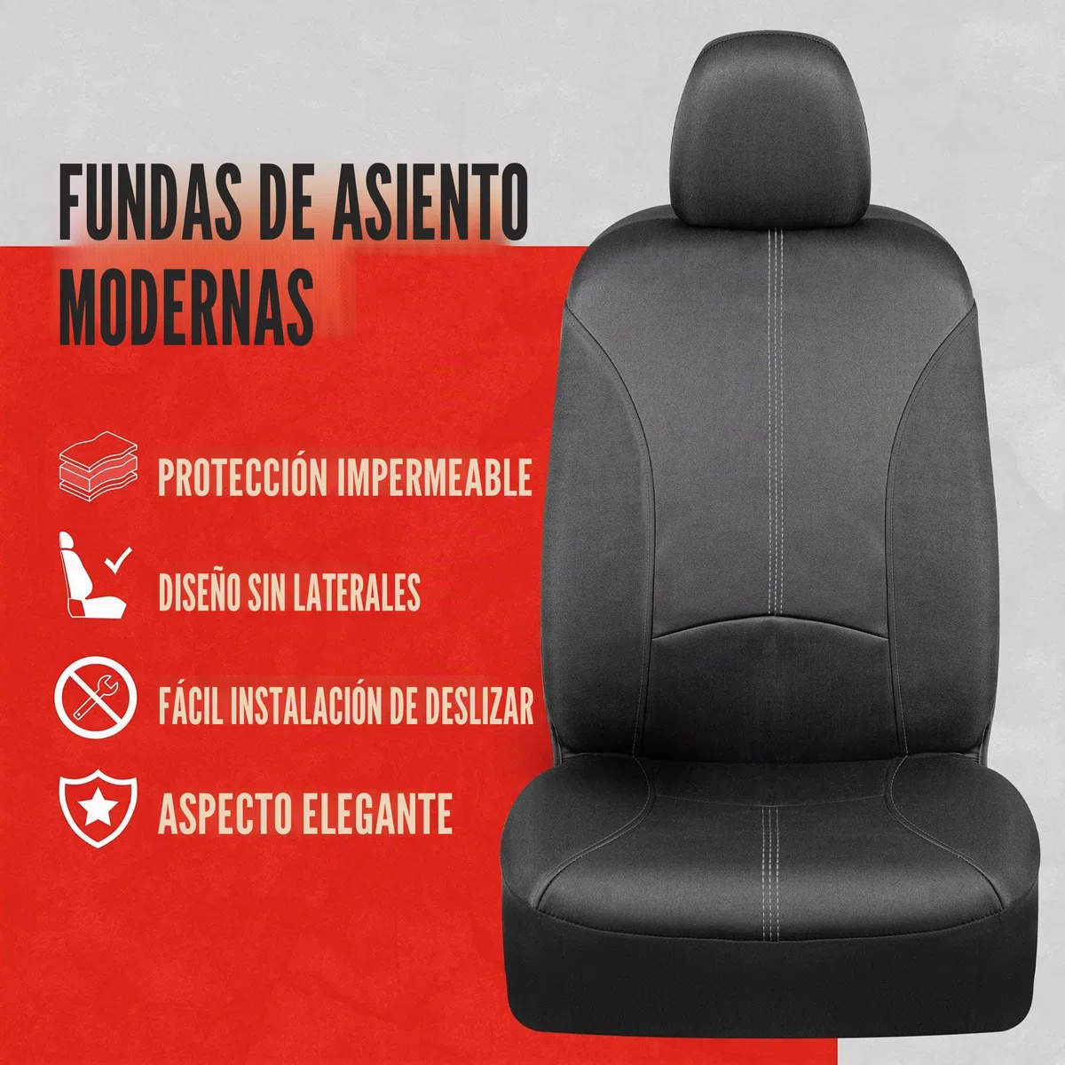 Motor Trend SpillGuard - Fundas de Asiento Impermeables para Asientos Delanteros, Costuras Grises, Protectores de Asiento de automóvil de Neopreno duraderos, fáciles de Instalar, Fundas Interiores
