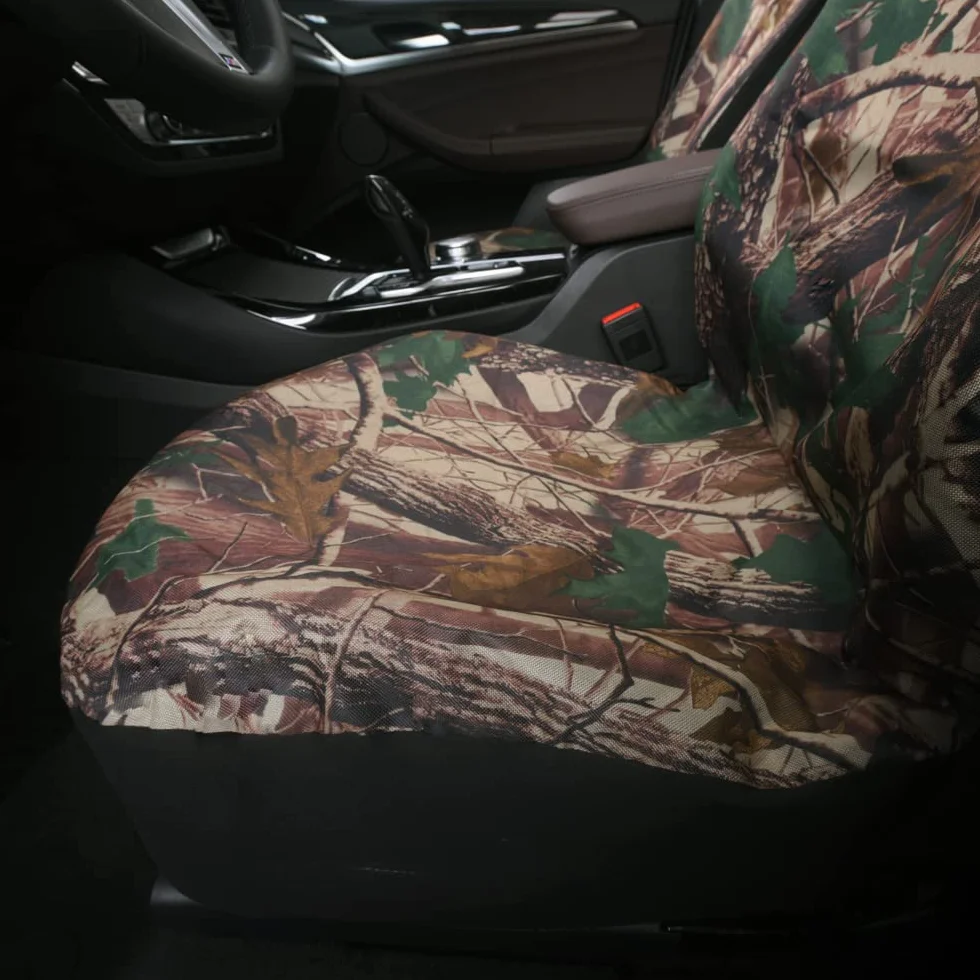 TOYOUN Fundas Asientos Coche Universal Delantero | Juego de Protector Asiento Coche Impermeables de 2 plazas | Fundas para Asiento de Respaldo Alto | Camuflaje Clásico, Montaje Sencillo |