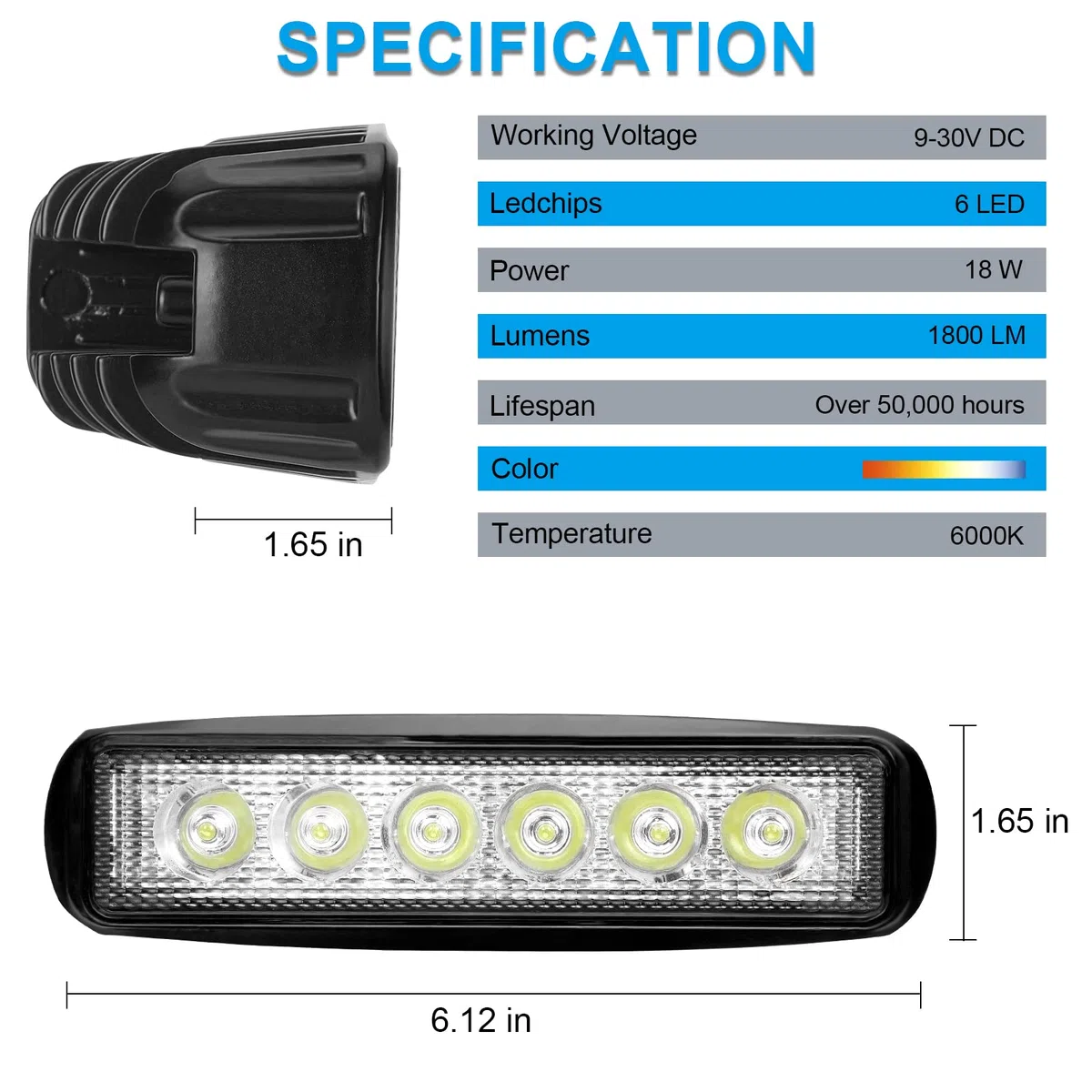 18W Faro Trabajo LED Focos de Coche 12V 24V Faros Led Tractor 9,200LM 6000K IP67 Impermeable Off-Road Foco de Trabajo LED para Moto ATV SUV Tractor Camión Barco(4 Piezas)