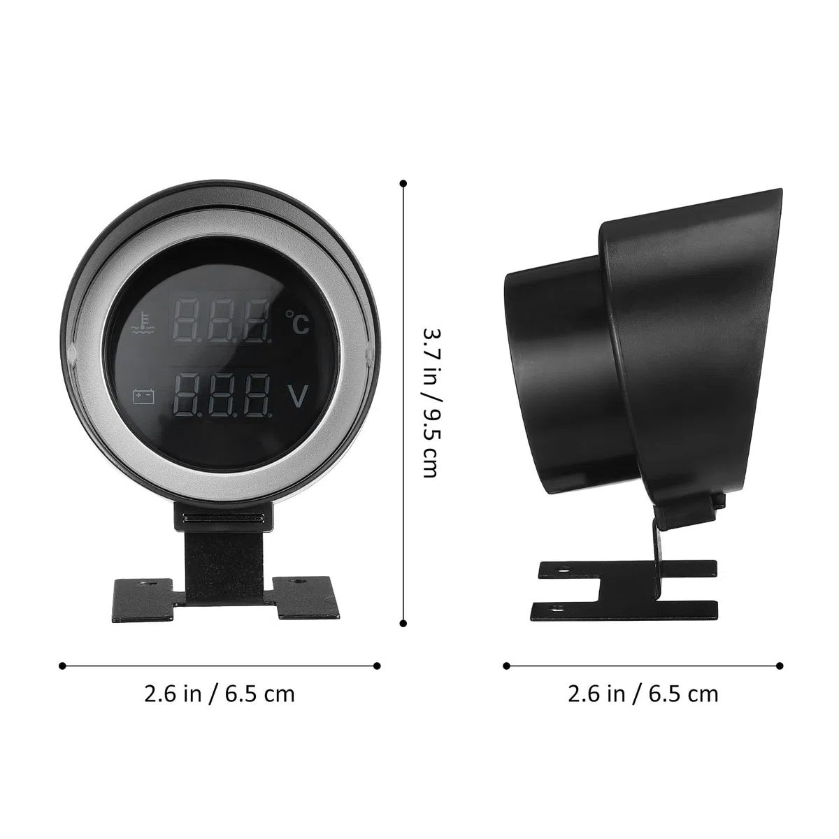 Happyyami Medidor Digital Multifunción para Temperatura Agua Y Voltaje Pantalla Led Redonda con Alarma Kit para Coche Y Moto Temperatura Coche para Control Motor Y Refrigerante