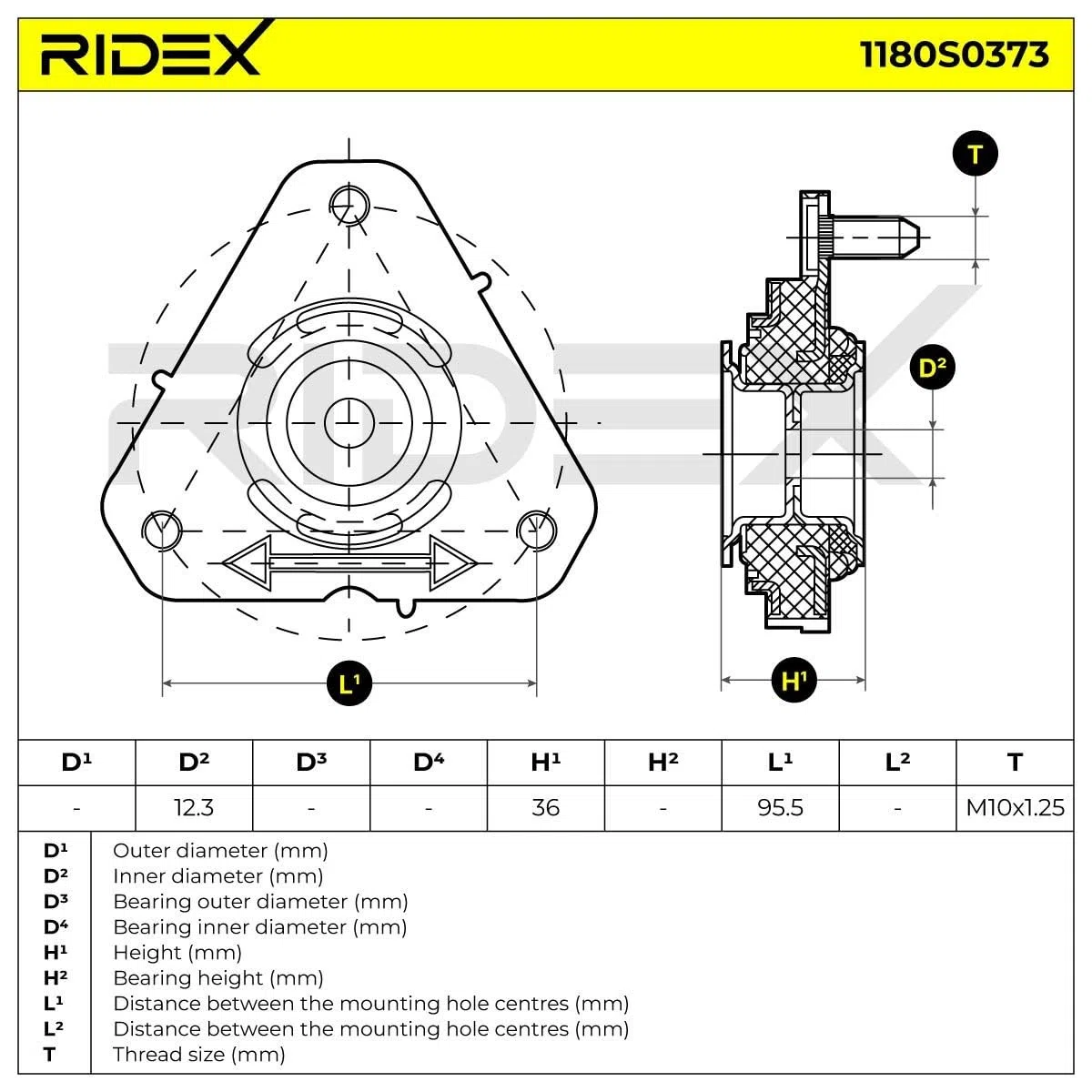 RIDEX 1180S0373 Copela de amortiguador Delantero Compatible con HONDA CIVIC VIII Hatchback FN, FK