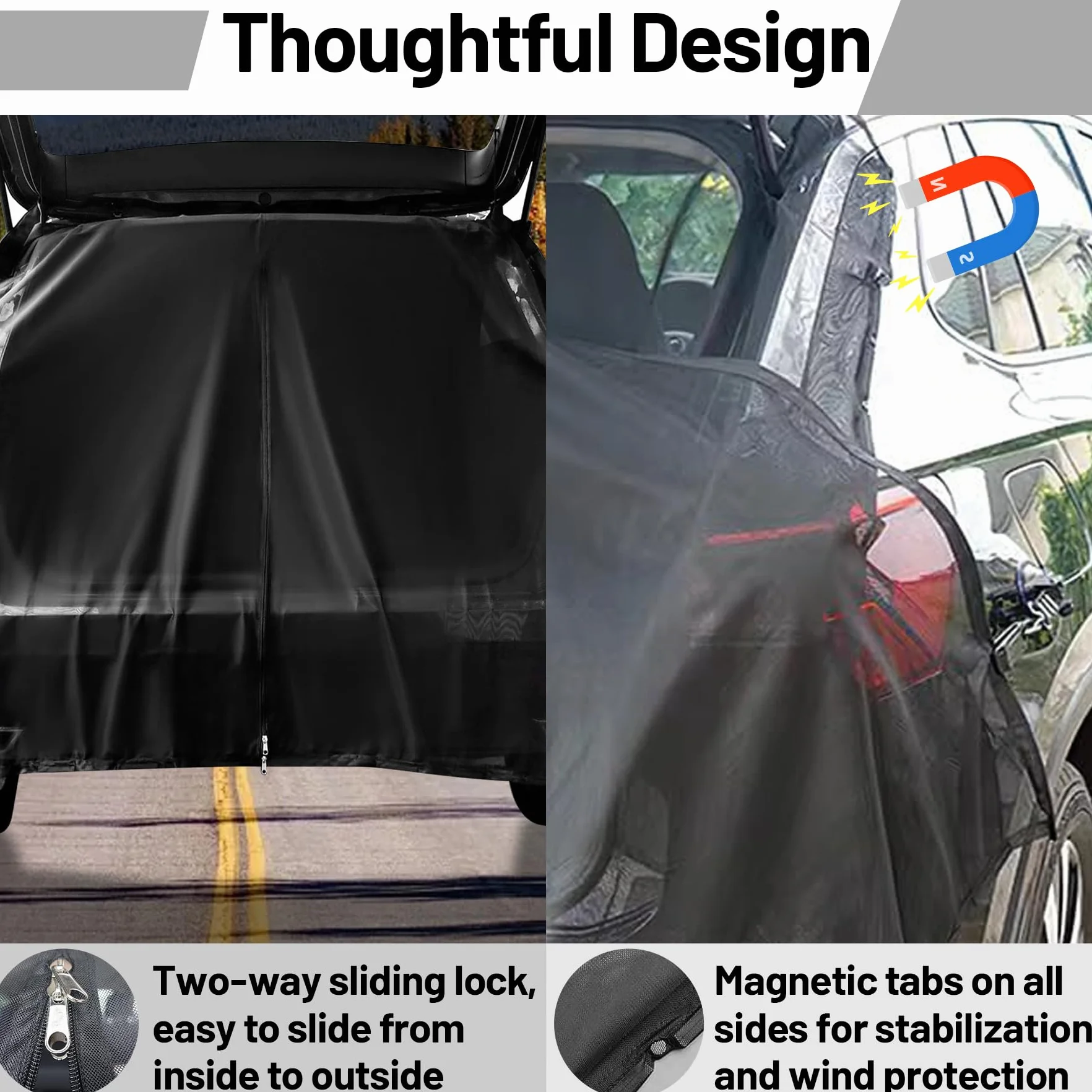 TZEKING Cortinas de Protección Solar Magnética para Automóviles, Furgonetas y Caravanas (170 * 150cm)