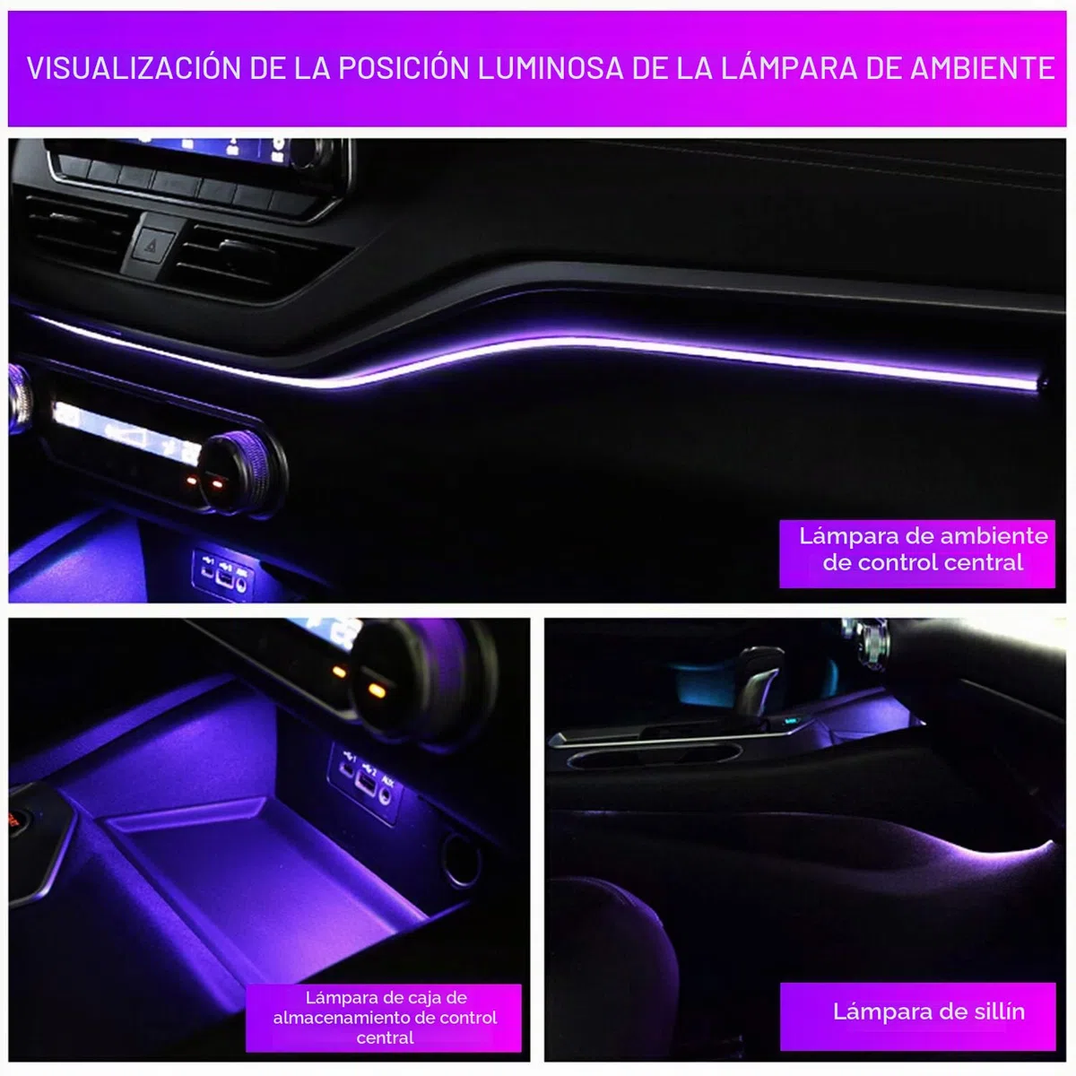 Tira de Luces LED para Interior de Coche, 6 Meter, con aplicación