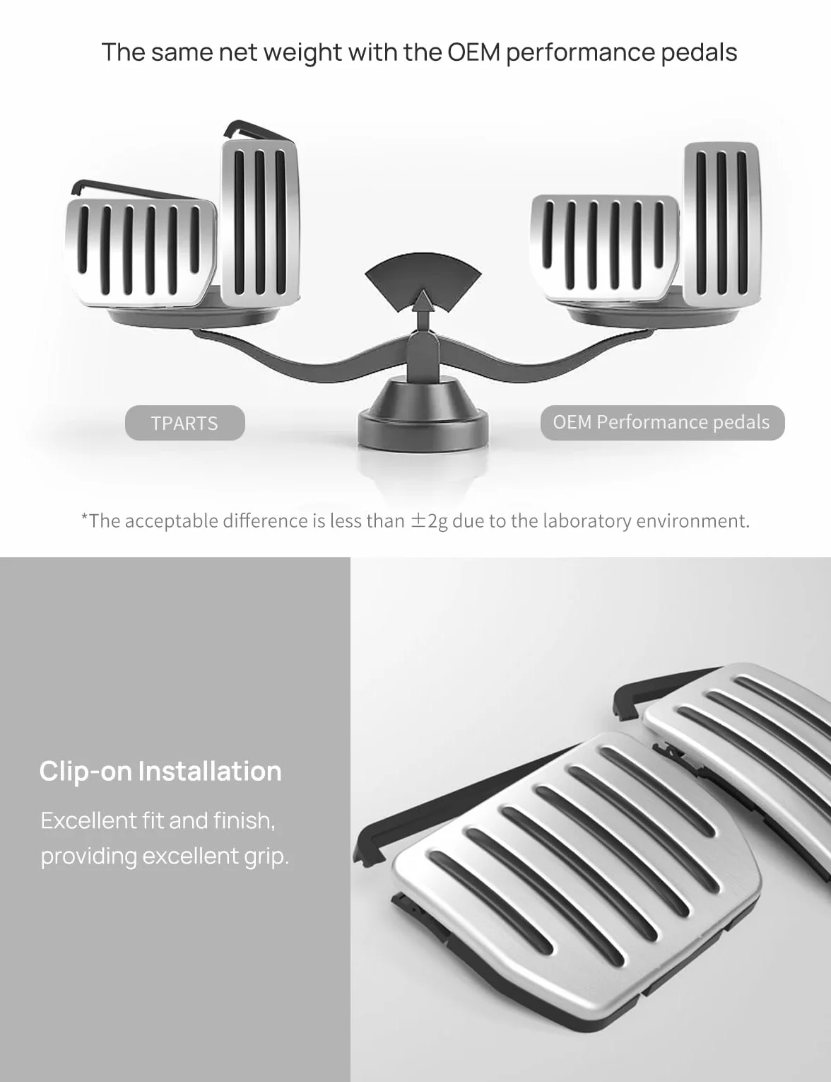 TPARTS Juego de Pedales de Rendimiento de Aluminio con Bloqueo Auto-Flip para Tesla Model 3 y Model Y Fundas de Pedales Acelerador y Freno con Protector Antideslizante Accesorios de reemplazo de