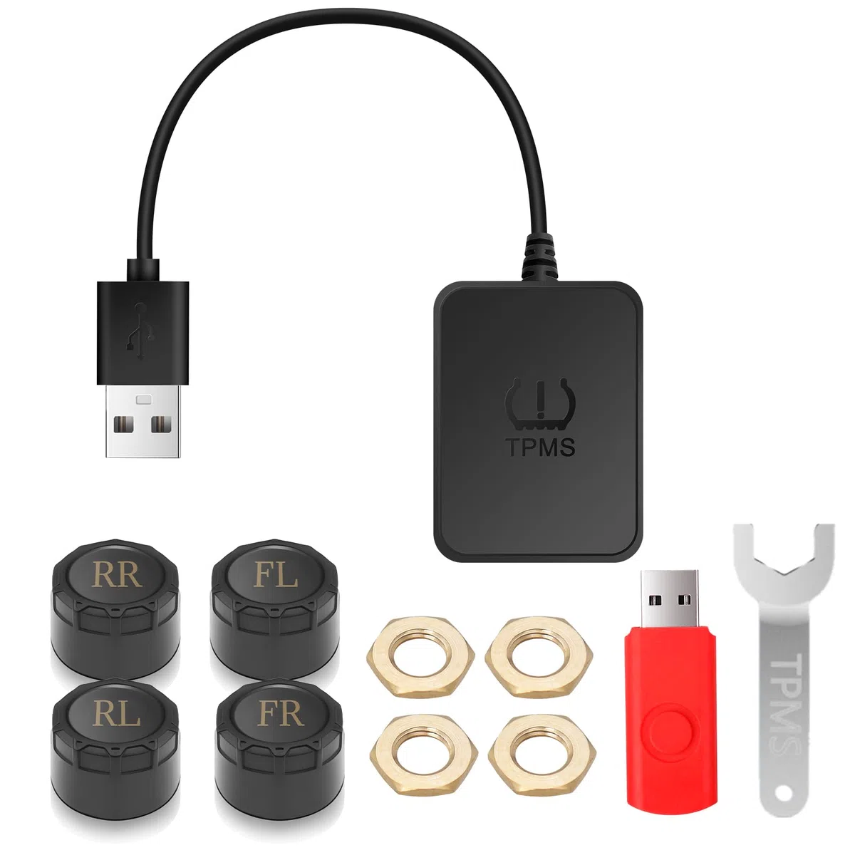 Sistema de monitoreo de presión de neumáticos de coche Liwogi con carga USB, para pantalla de navegación Android, herramienta universal de monitoreo de presión de neumáticos TPMS con 4 sensores, 8 Bar