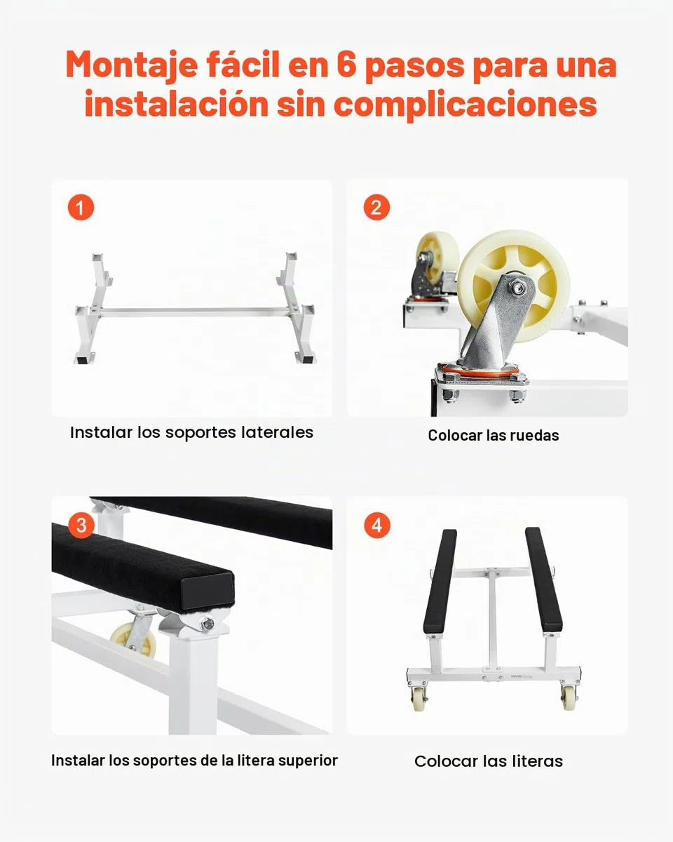 VEVOR Plataforma Rodante para Moto Acuática de 1325 x 850 x 510 mm, Carga de 816 kg, Soporte para Moto de Agua, Carrito PWC con 4 Ruedas y 2 Frenos para Mover Motos de Agua, Kayaks, Lanchas Rápidas
