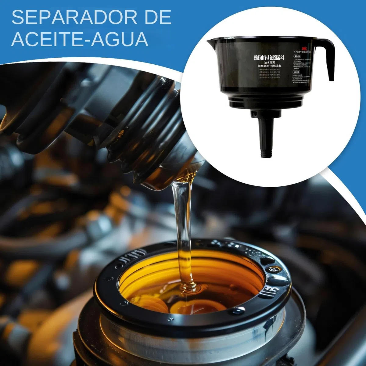 Separador de Agua y para Coche - Embudo Filtro Separador De Y Agua Para Coches,Herramientas de Filtrado y Accesorios Automoción Mantenimiento Diario Repostaje Conductores Hombre Vehículo