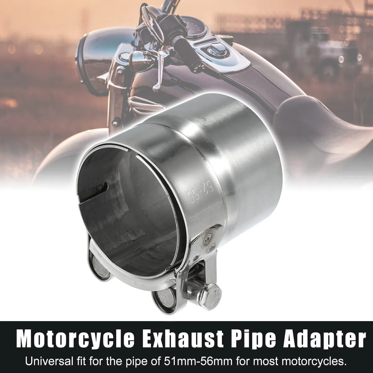 X AUTOHAUX 51-56mm 2.0"-2.2" Motocicleta Inoxidable Acero Escape Tubo Adaptador