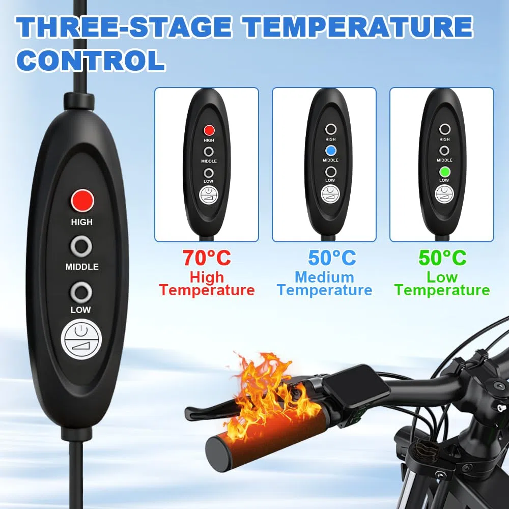 Puños Calefactables de Moto, 5V USB Puños Calefactables para Motocicleta y Bicicleta, Universal Puños Calefactable, Mango de Calefacción, Control Inteligente de Temperatura de 3 Niveles