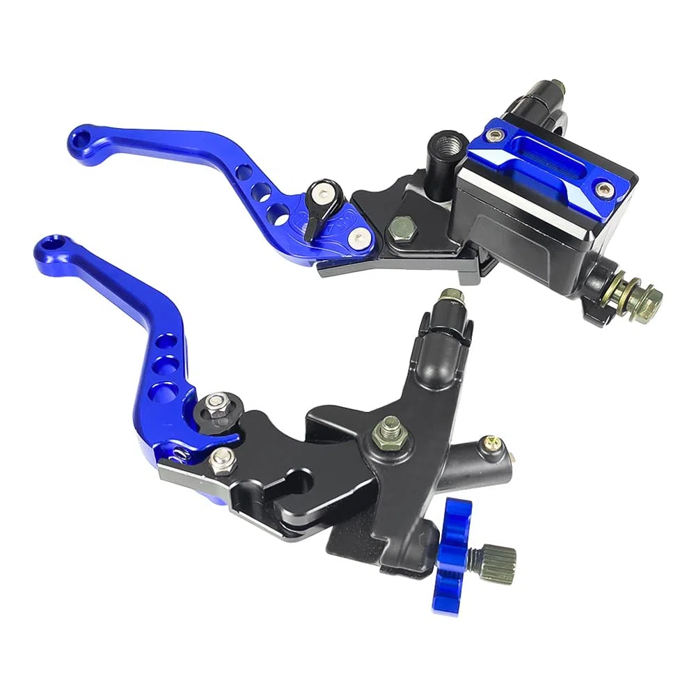 Upgrade 7/8 pulgadas 22 mm Universal Bomba Cilindro Maestro de Freno Palanca de embrague Izquierda Derecha Juego Compatible con Polaris Yama-ha Suzuki Honda Kawa-saki Motocicleta (azul)